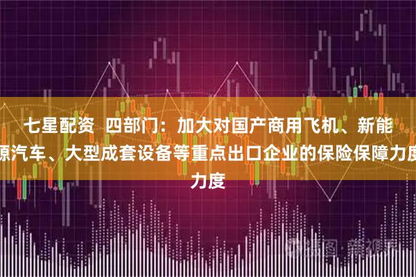 七星配资  四部门：加大对国产商用飞机、新能源汽车、大型成套设备等重点出口企业的保险保障力度